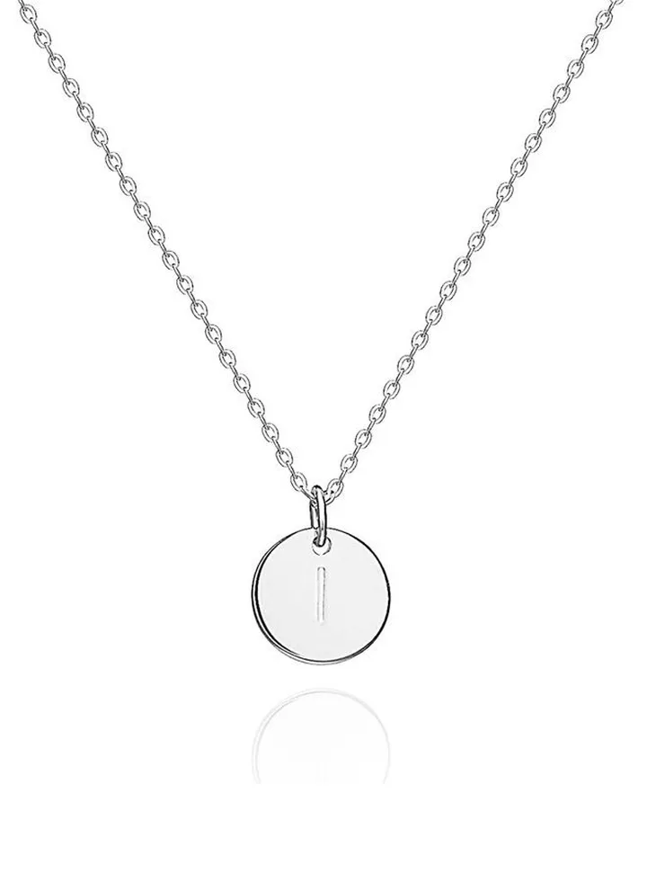 Women Casual Silver Necklace With I Letter Pendant