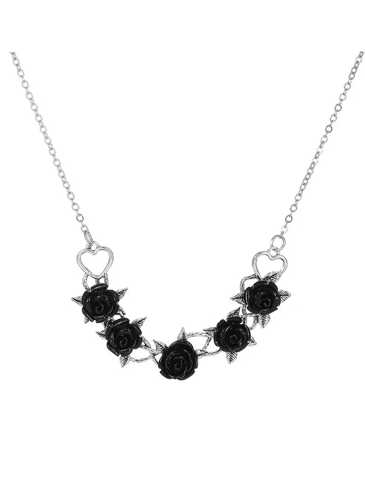 Black Rose Element Titanium Steel Necklace