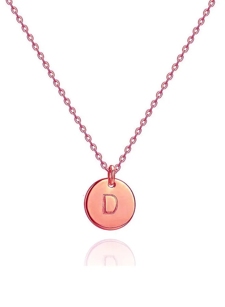 Women Casual Rose Gold Necklace With D Letter Pendant