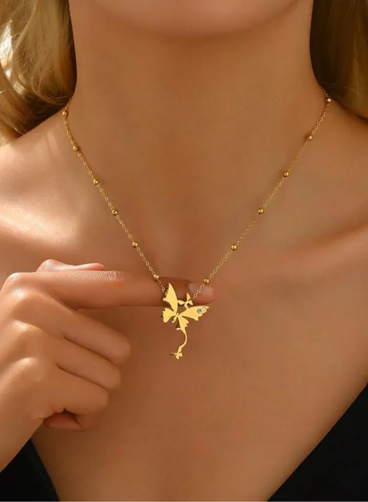 Elegant Stainless Steel Gold Plated Necklace For Women