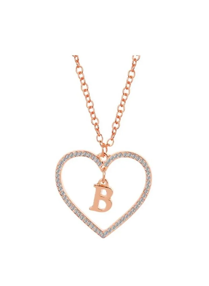 Casual Women Zircon Heart Necklaces for Crystal Chain With B Letter