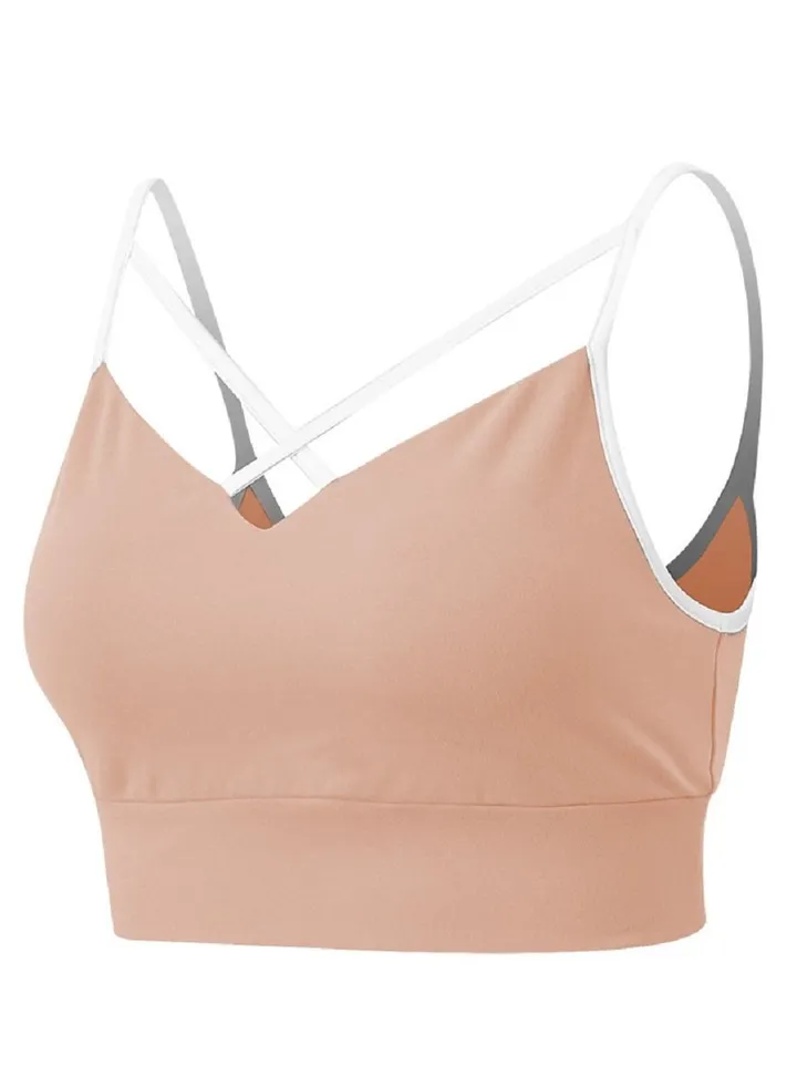 New nylon shock gathering running bra yoga vest