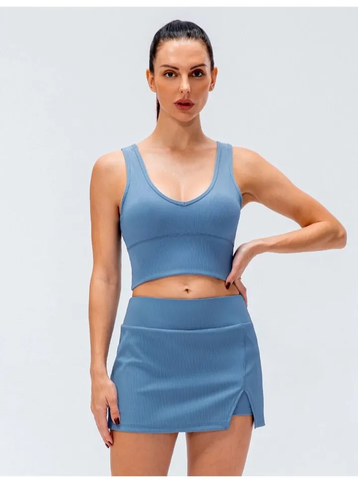 High resilient speed to dry yoga sports tank top tennis skirt suits