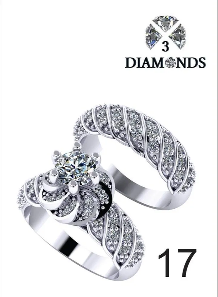 Twins Ring Platinum Plated For Women With Zircon Stone - Silver