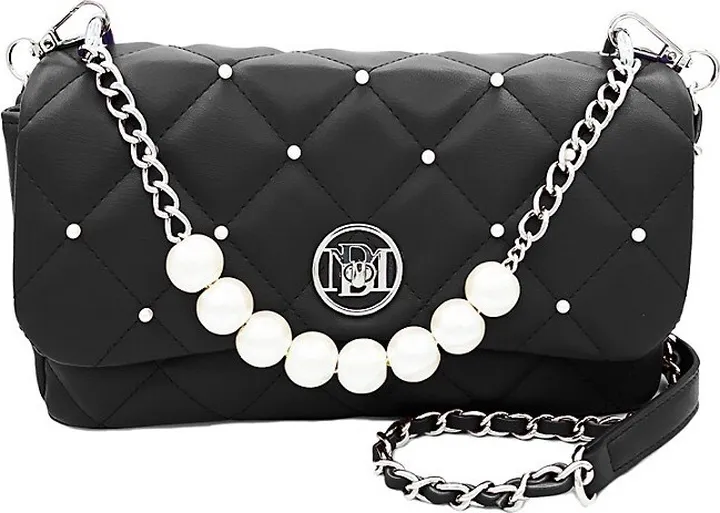 Quilted Faux Leather & Faux Pearl Shoulder Bag