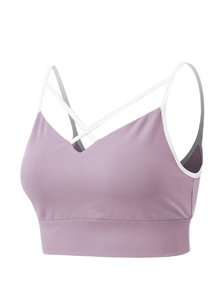 New nylon shock gathering running bra yoga vest