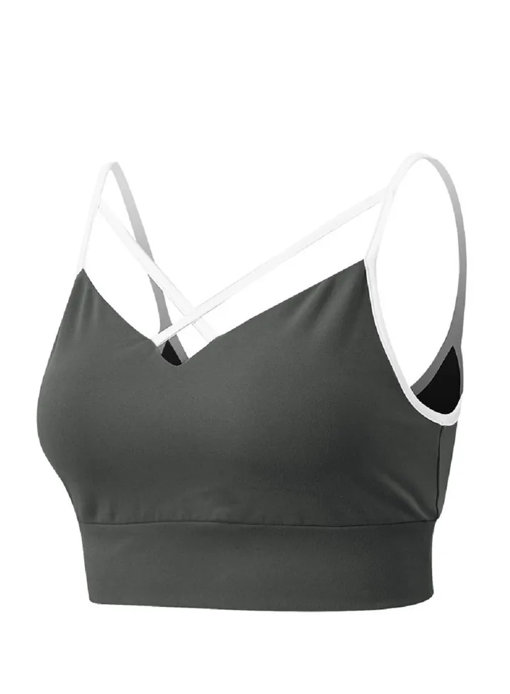 New nylon shock gathering running bra yoga vest