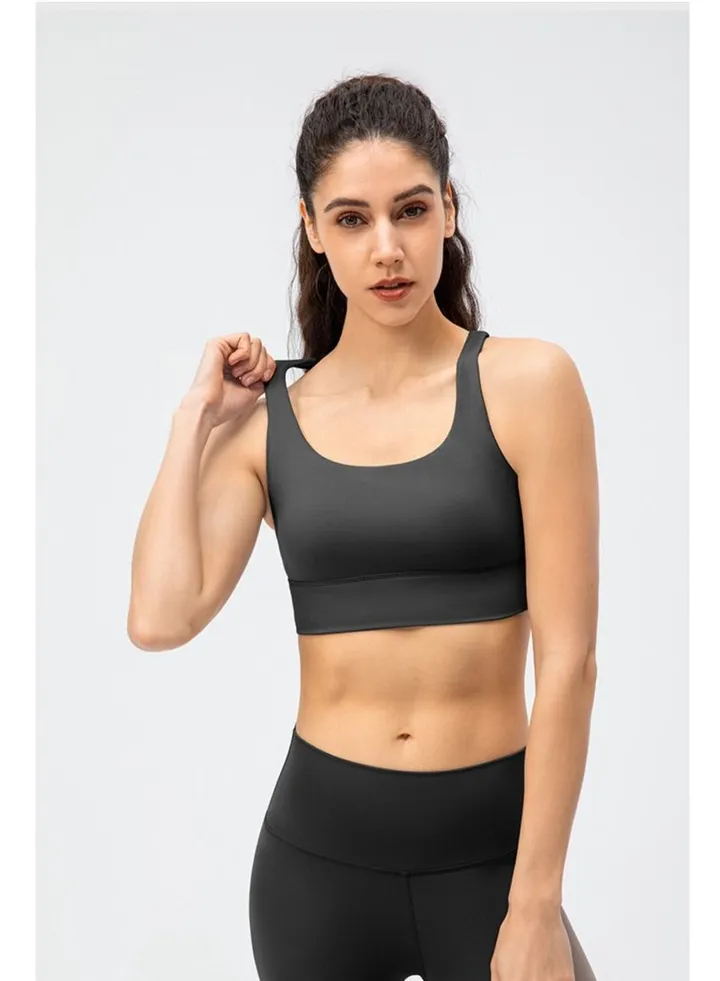 New nylon shock gathering running bra yoga vest