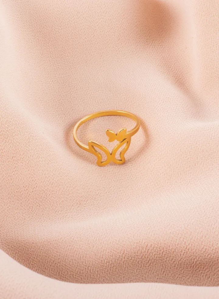Stainless Steel Golden Ring Butterfly Size 8/18
