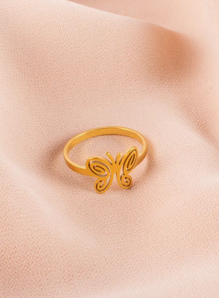 Stainless Steel Golden Ring Butterfly Size 10/20