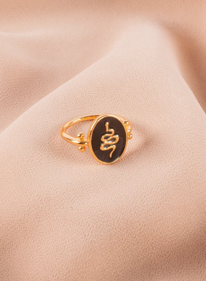 Chinese Gold Ring Black Snake Size 8/18