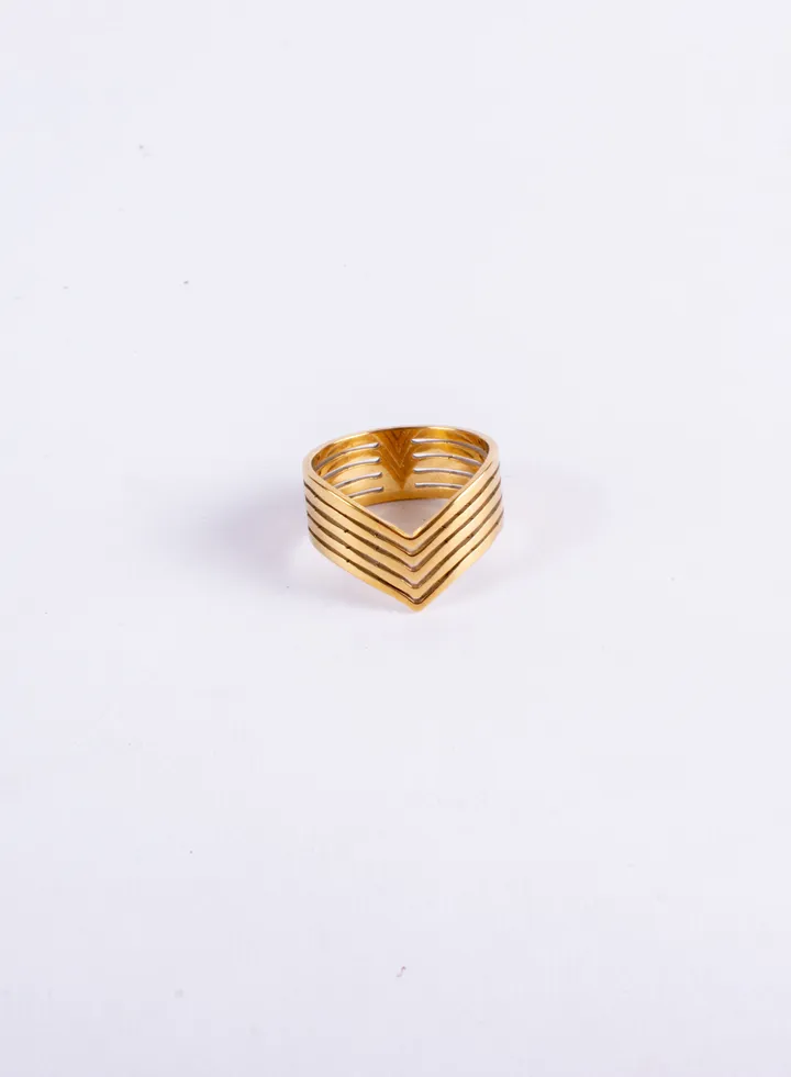 Stainless Steel Golden Ring Size 9/19