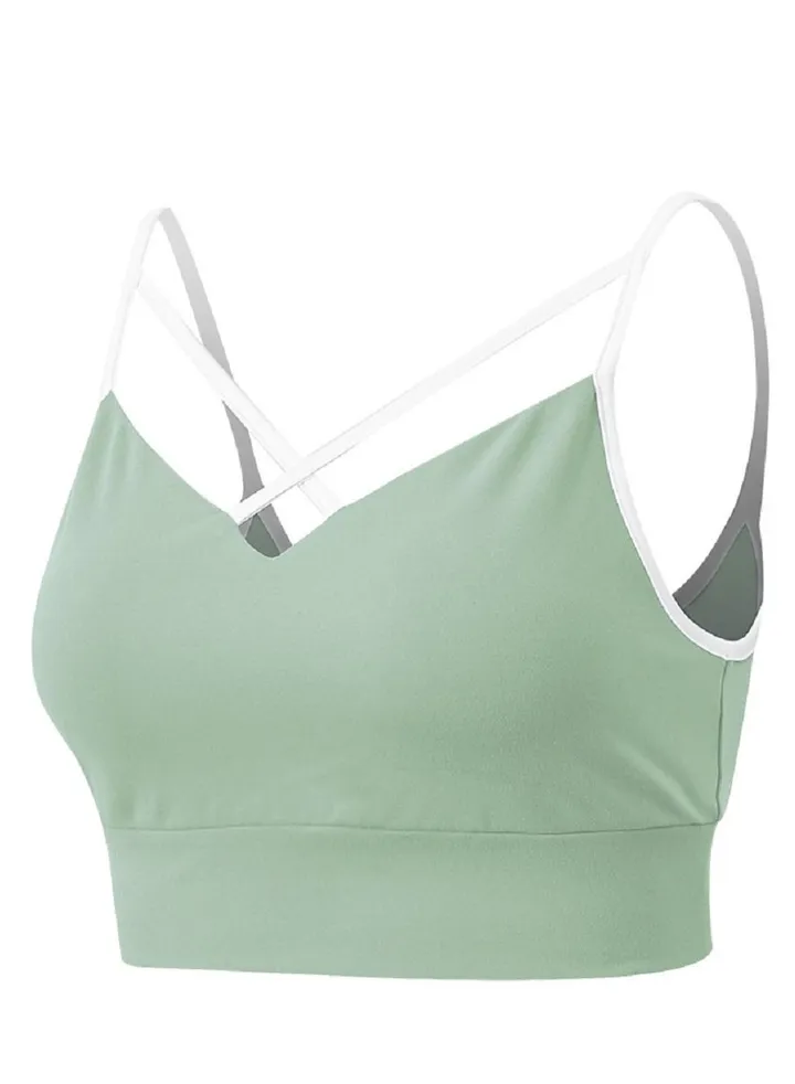 New nylon shock gathering running bra yoga vest