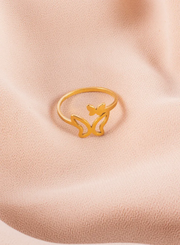 Stainless Steel Golden Ring Butterfly Size 9/19