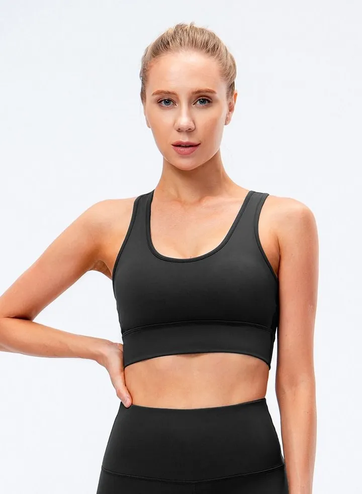 New nylon shock gathering running bra yoga vest