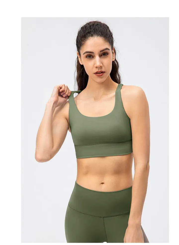 New nylon shock gathering running bra yoga vest