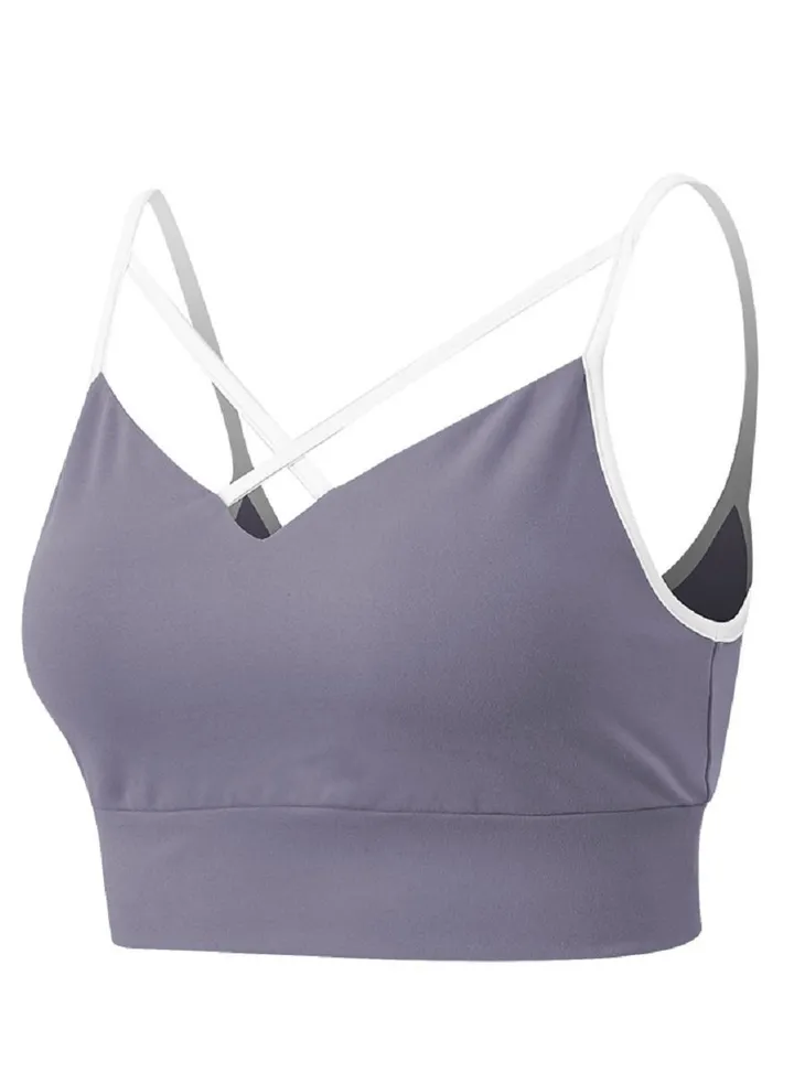 New nylon shock gathering running bra yoga vest