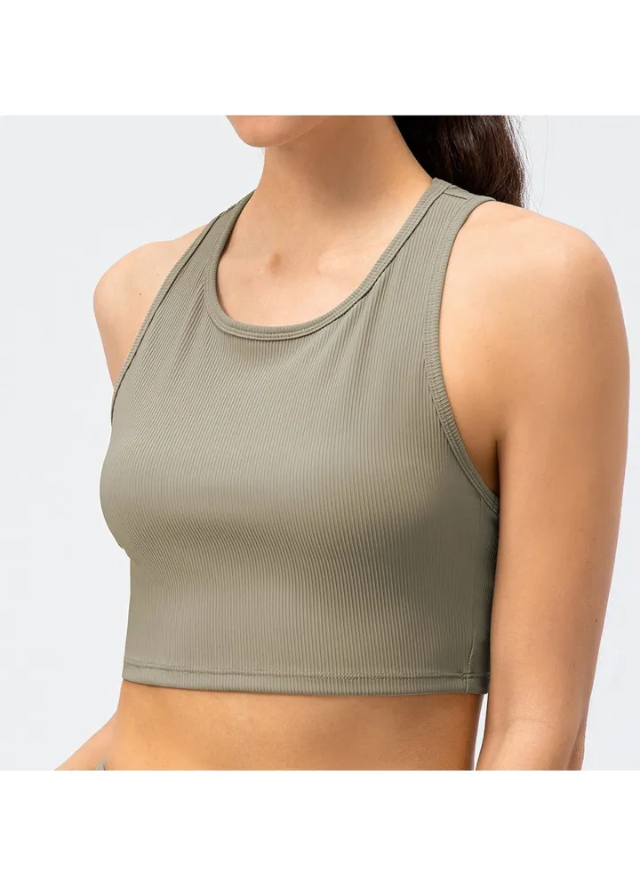 New nylon shock gathering running bra yoga vest