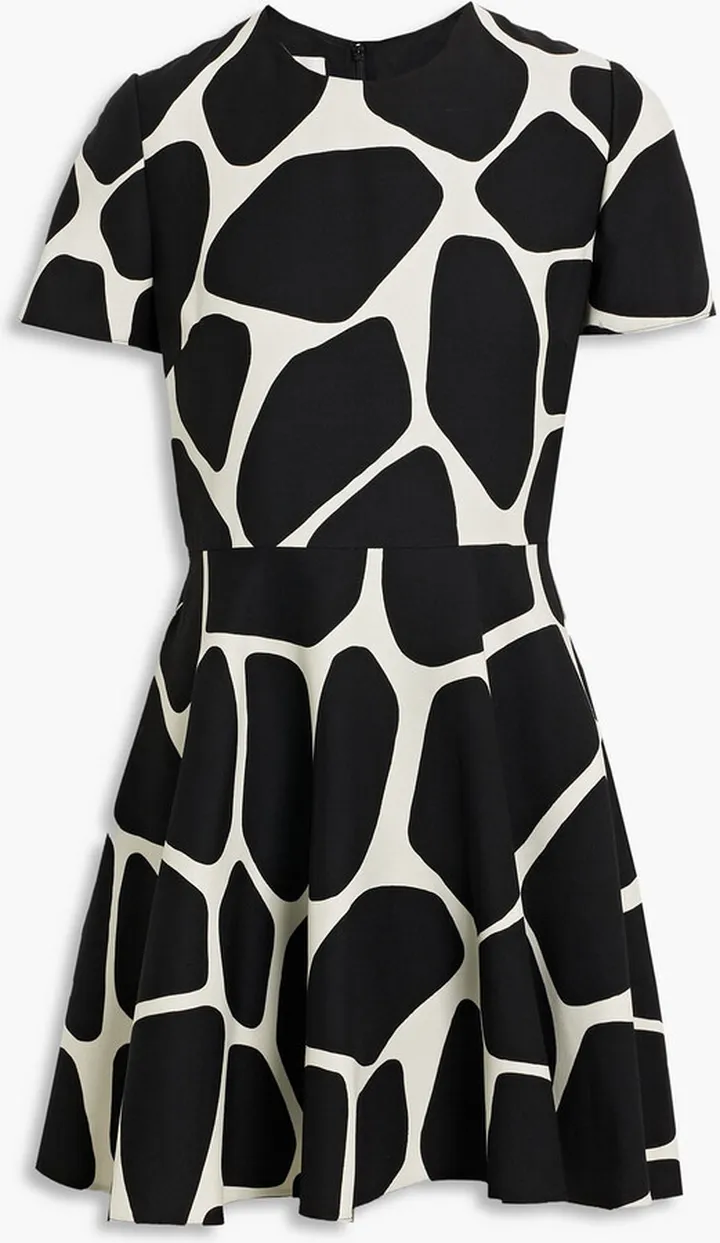 Printed wool and silk-blend crepe mini dress