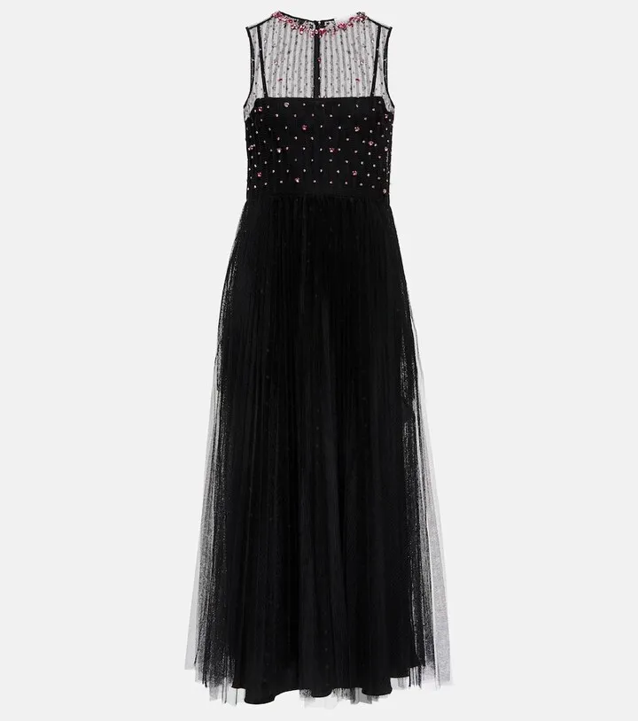 Point d'esprit tulle midi dress