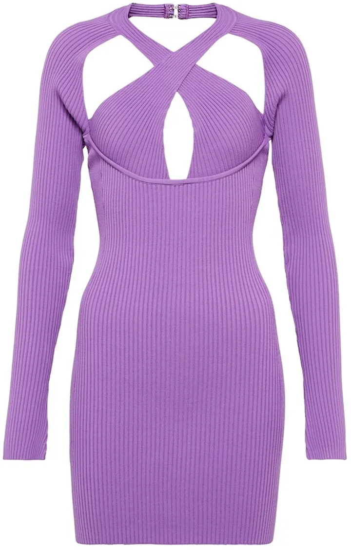 Cutout ribbed-knit minidress
