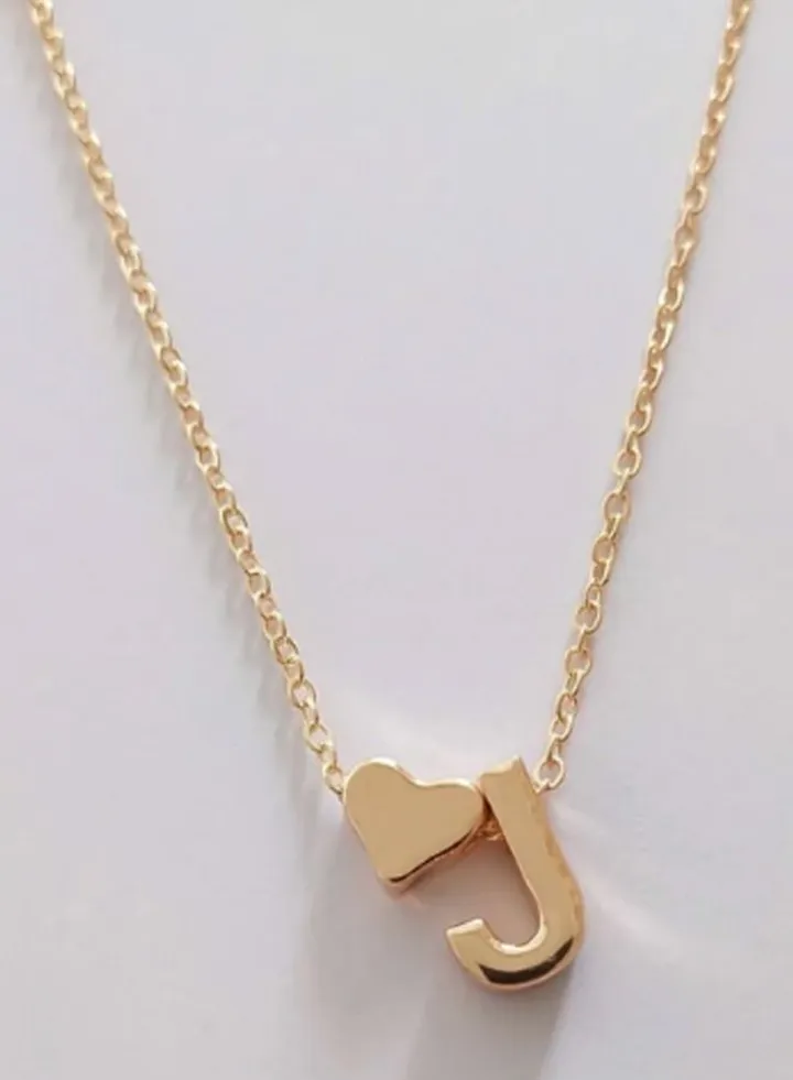 Fashion Tiny Heart Dainty with Letter Initial Necklace