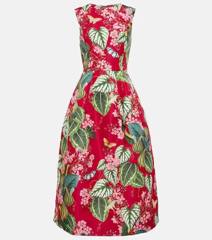 Floral faille midi dress