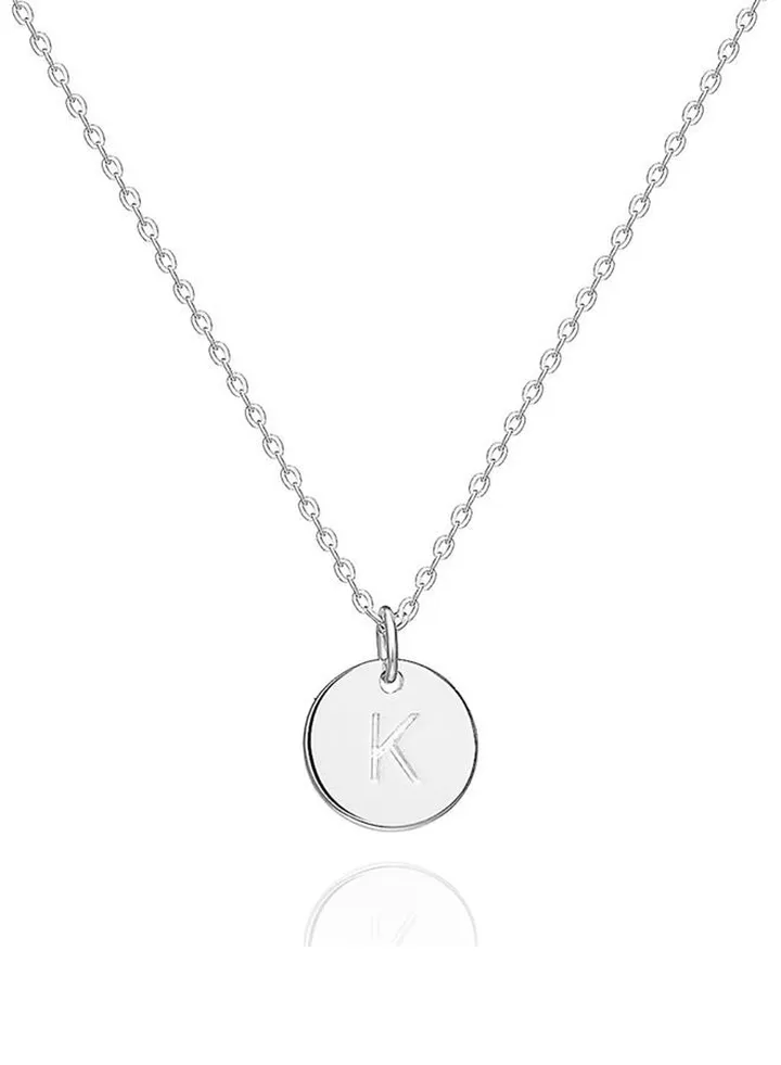 Women Casual Silver Necklace With K Letter Pendant