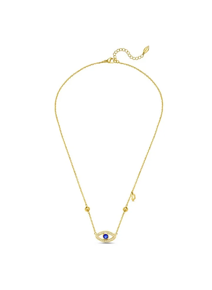 Eye Gold Plated Ladies Necklace With Blue and White Crystals 450+50MM - PEJLN0003104