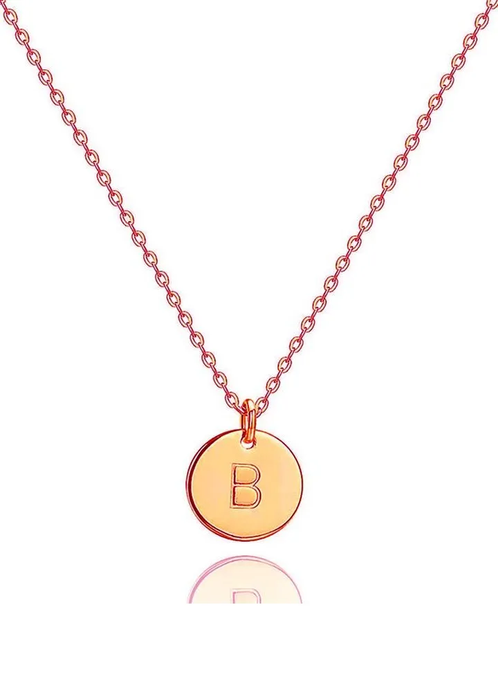 Women Casual Rose Gold Necklace With B Letter Pendant