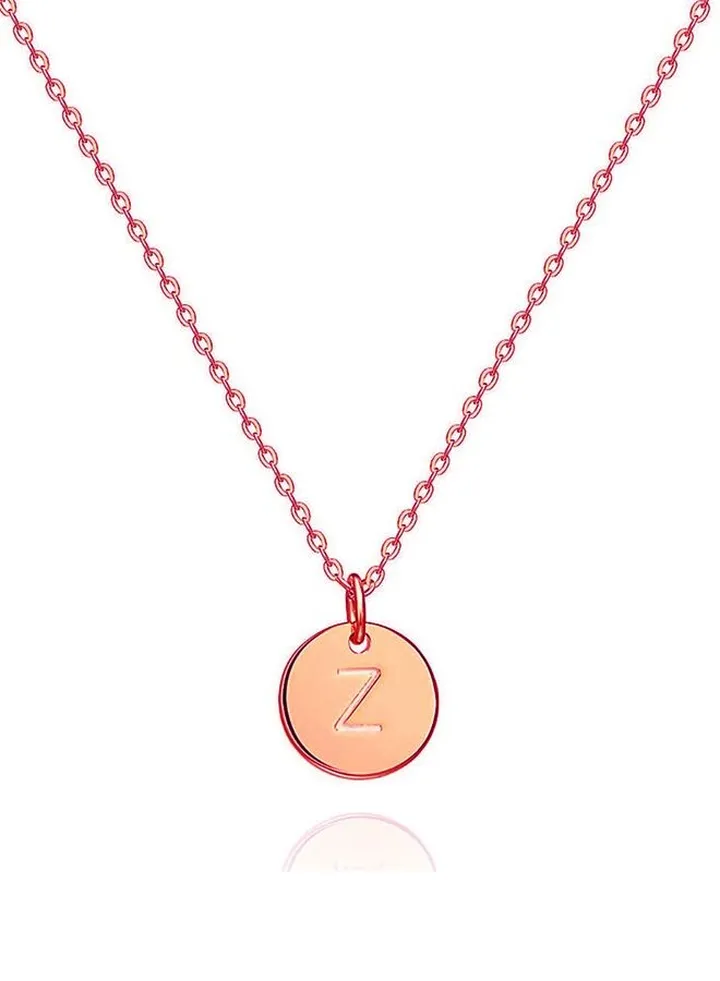 Women Casual Rose Gold Necklace With Z Letter Pendant