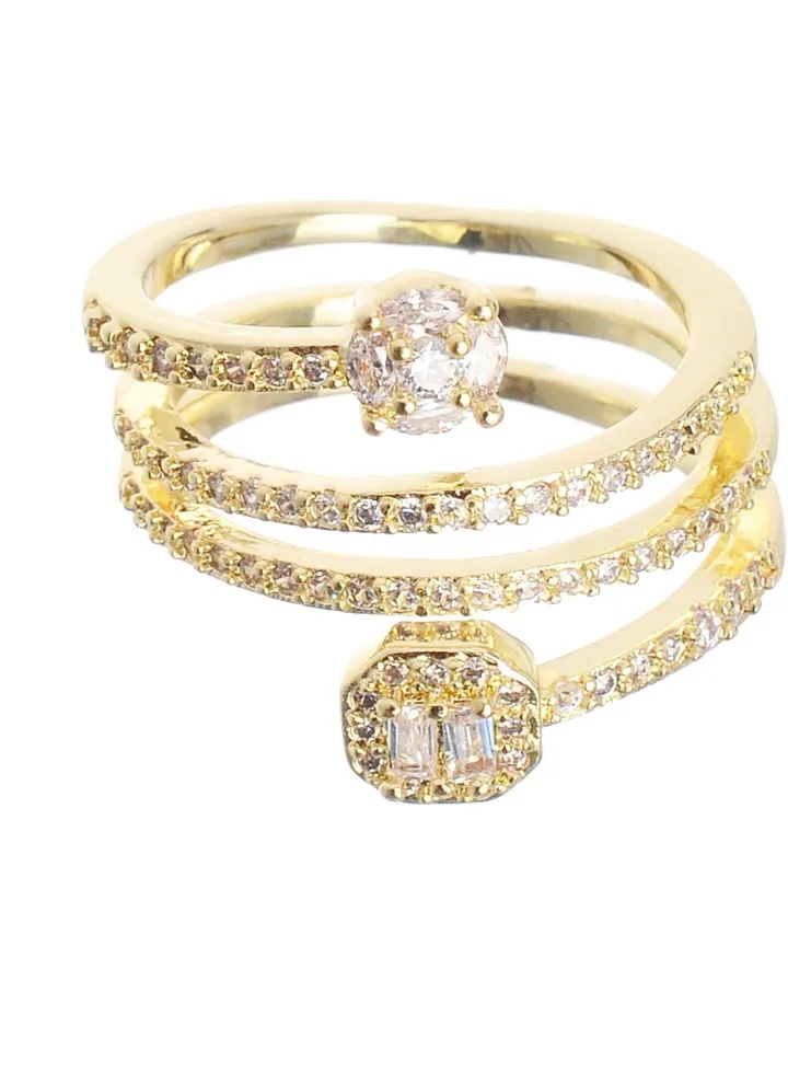 Gold Ring with Zircon Stones - Size 16