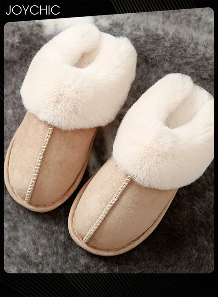 Womens Winter Flat Bedroom Slippers Memory Foam Slippers Fluffy Slippers Warm Soft House Slippers for Women Non-Slip Indoor Outdoor Khaki