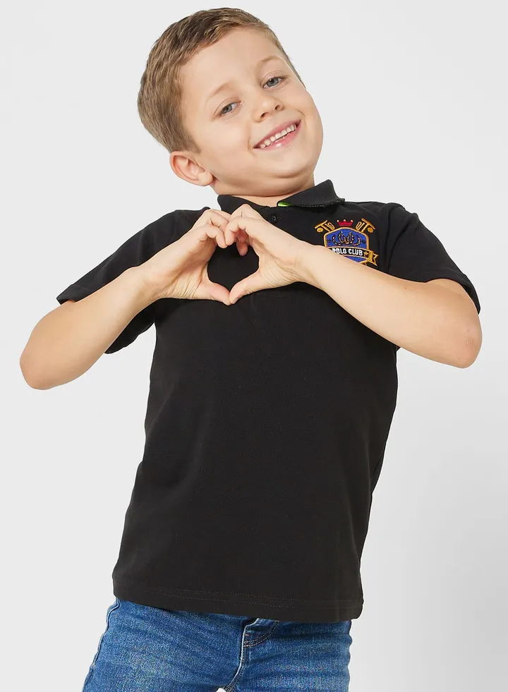 Boys Logo Printed Polo Shirt