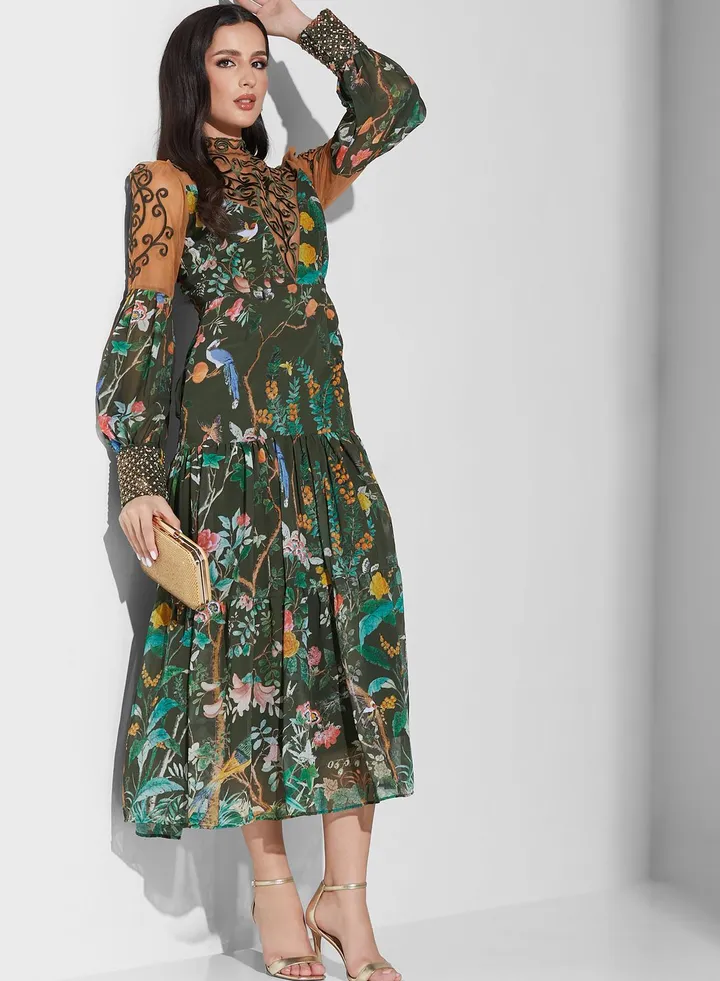 Floral Print Tiered Dress
