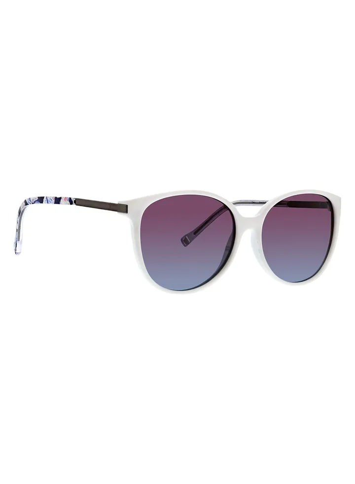 Vera Bradley Women's Tori Polarized Round Sunglasses, White