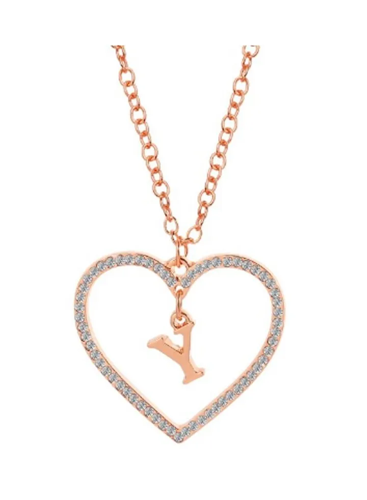 Casual Women Zircon Heart Necklaces for Crystal Chain With Y Letter