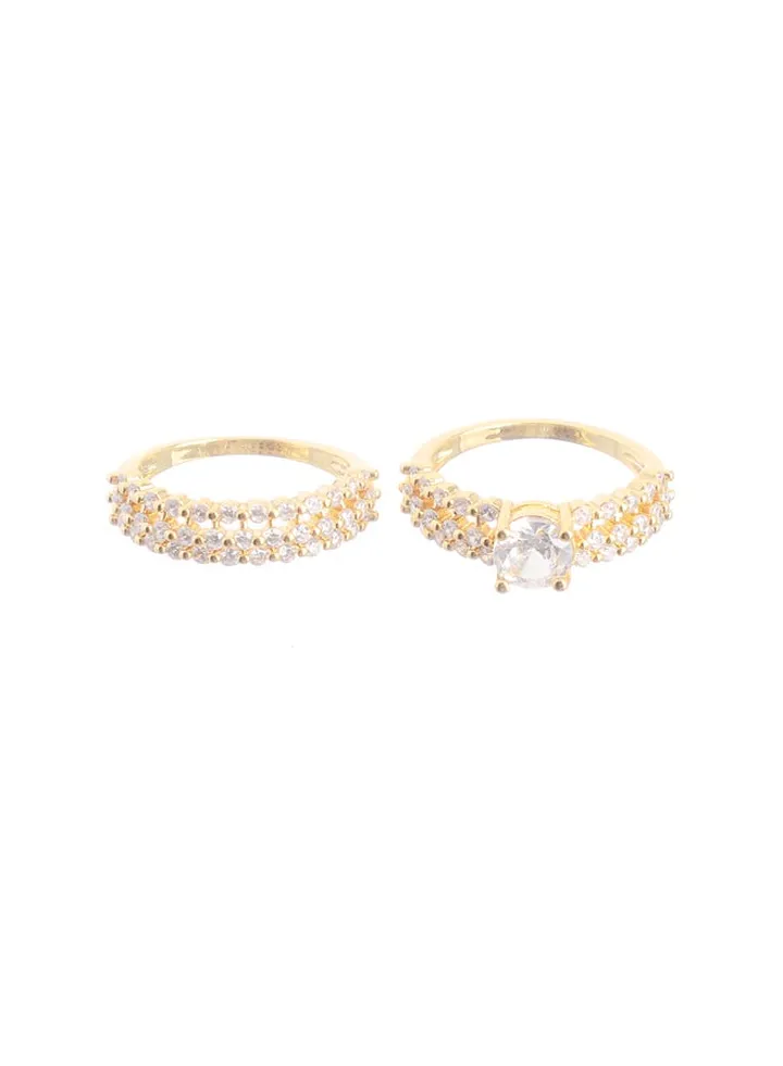 Zircon Stone Twins Ring Size 17