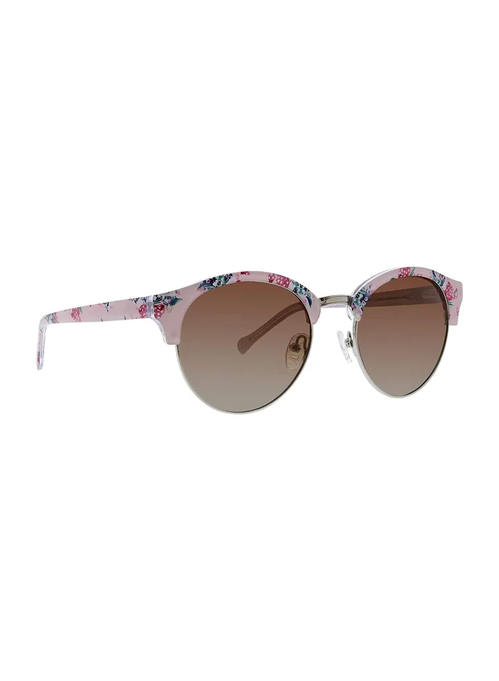 Vera Bradley Women's Jade Polarized Round Sunglasses, Happiness Returns Pink, 53