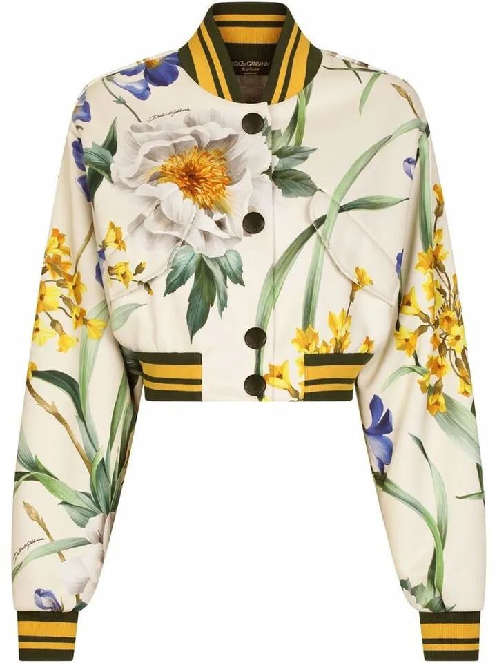 Floral-Print Jersey Bomber Jacket