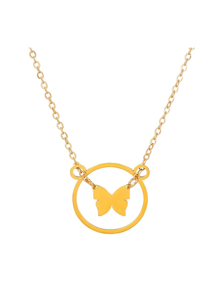 Butterfly Ring Shape Stainless Steel Necklace