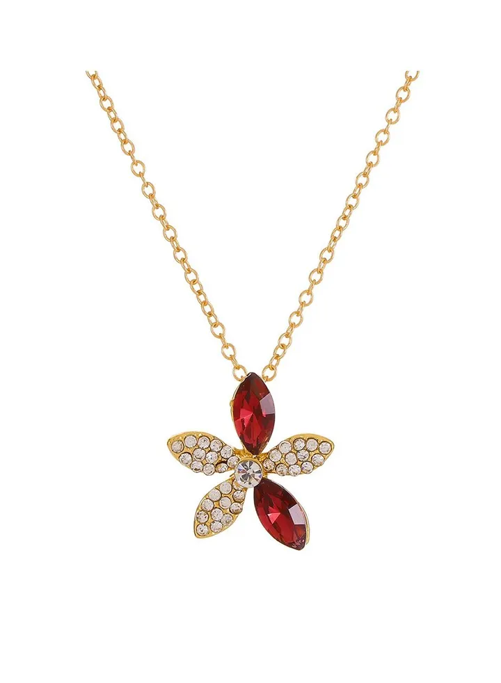 Vintage Zircon Geometric Flower Necklace