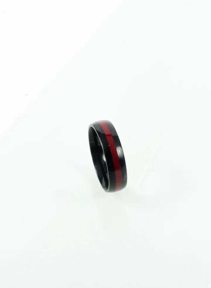 Stainless Steel Ring black/red size 7/17