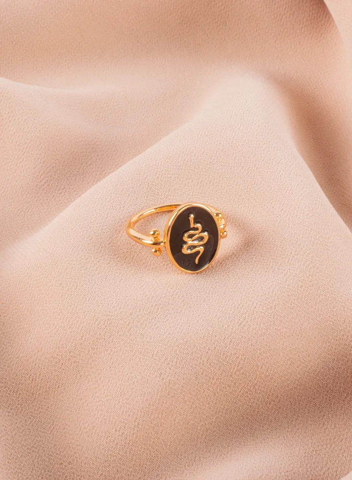 Chinese Gold Ring Black Snake Size 7/17