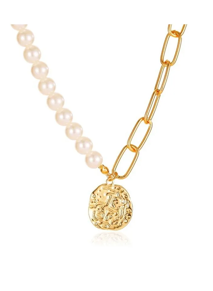 Vintage Geometric Pearl Necklace