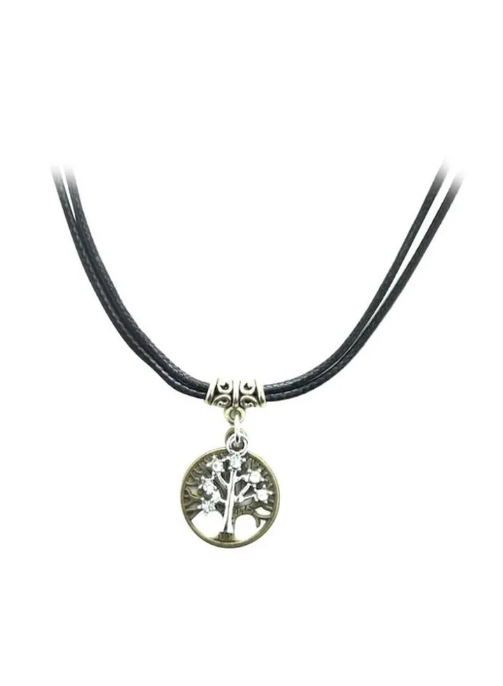 Stone Studded Tree Shaped Pendant Necklace