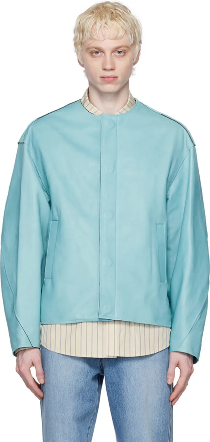 ADER error Blue Rio Leather Jacket