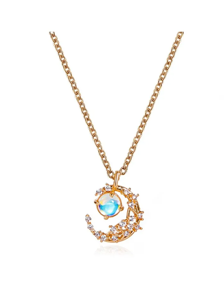 Moon element metal necklace gold