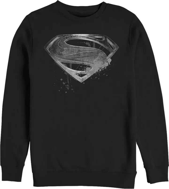 Men's Zack Snyder Justice League Superman Silver Logo Sweatshirt - Black - Large