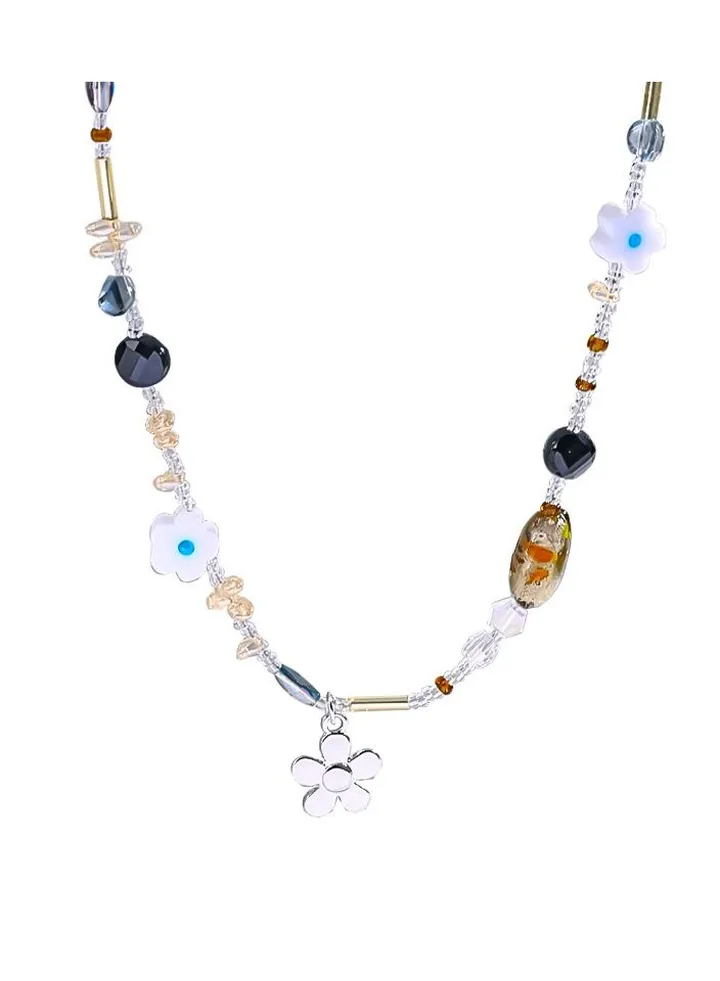 Vintage love flower multi-element titanium steel necklace